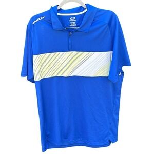 Oakley Mens Golf Polo Shirt Royal Blue White Stripe Accent Regular Fit XL
